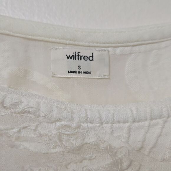 Aritzia Wilfred Sheer White Top Palm Leaves Womens Size SMALL Lightweight Boxy - Picture 4 of 6
